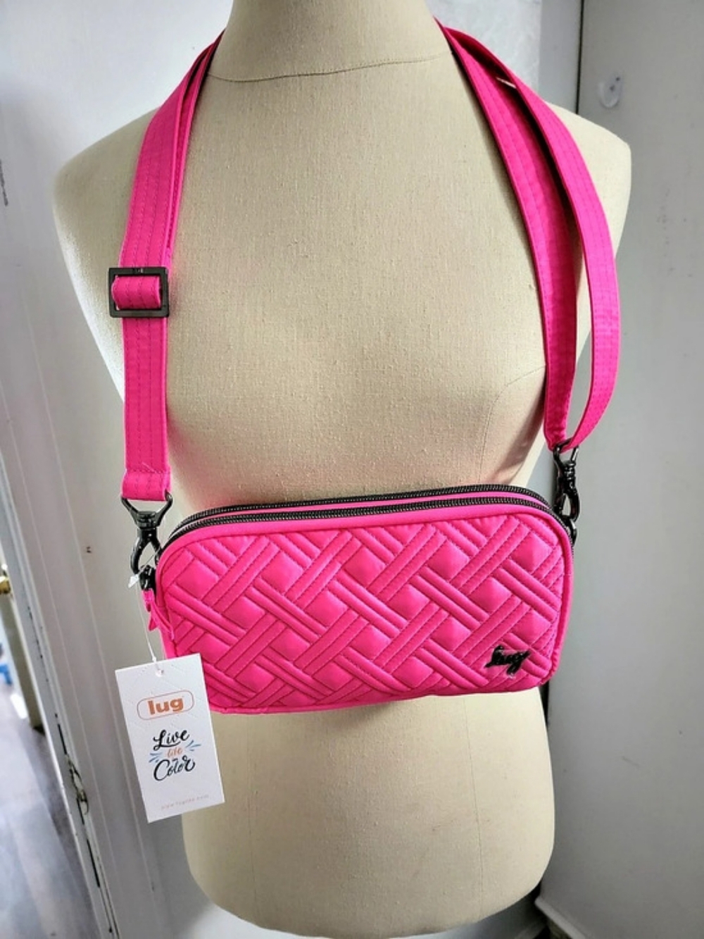 Lug Quilted Crossbody Bag in Pink NWT